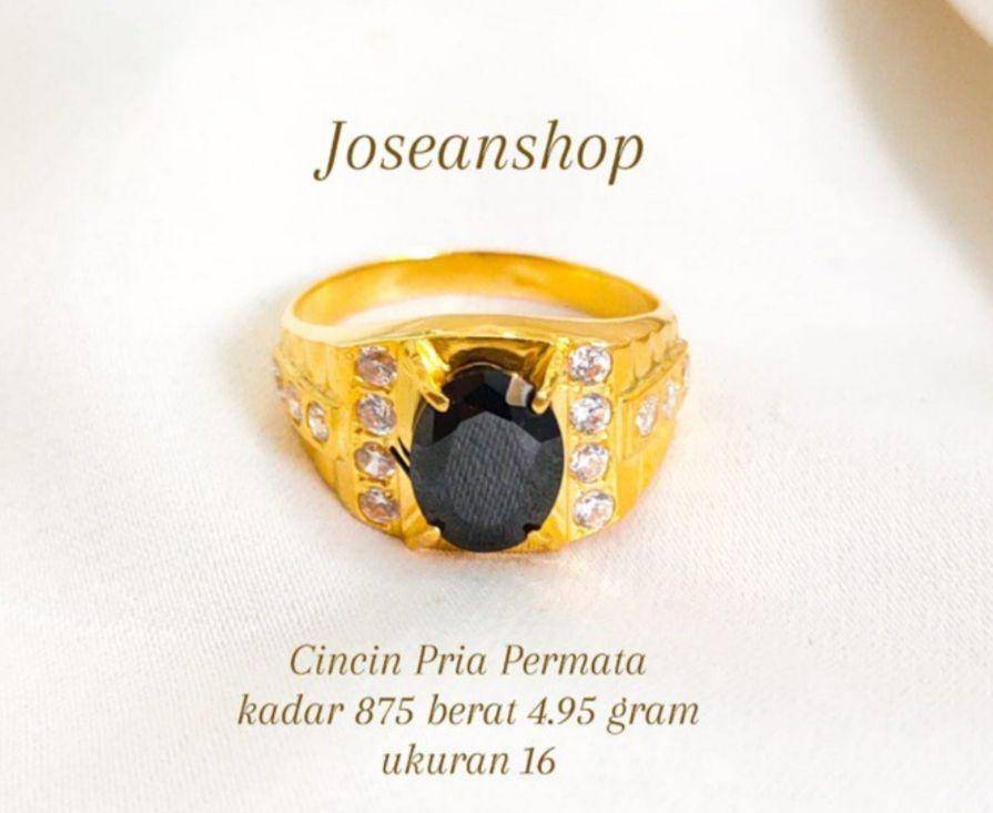 Josean Shop Cincin Pria Permata Hitam Elegant (shopee.co.id/josean_shop)
