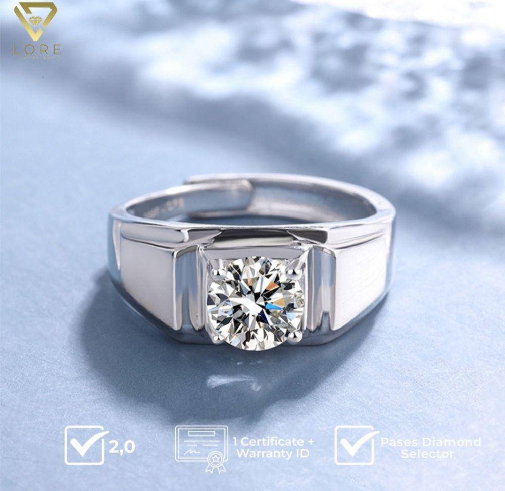 LORE Jewellery Silver Edge Moissanite Ring 2.0 Carat (tokopedia.com/L'Ore Jewellery Official)