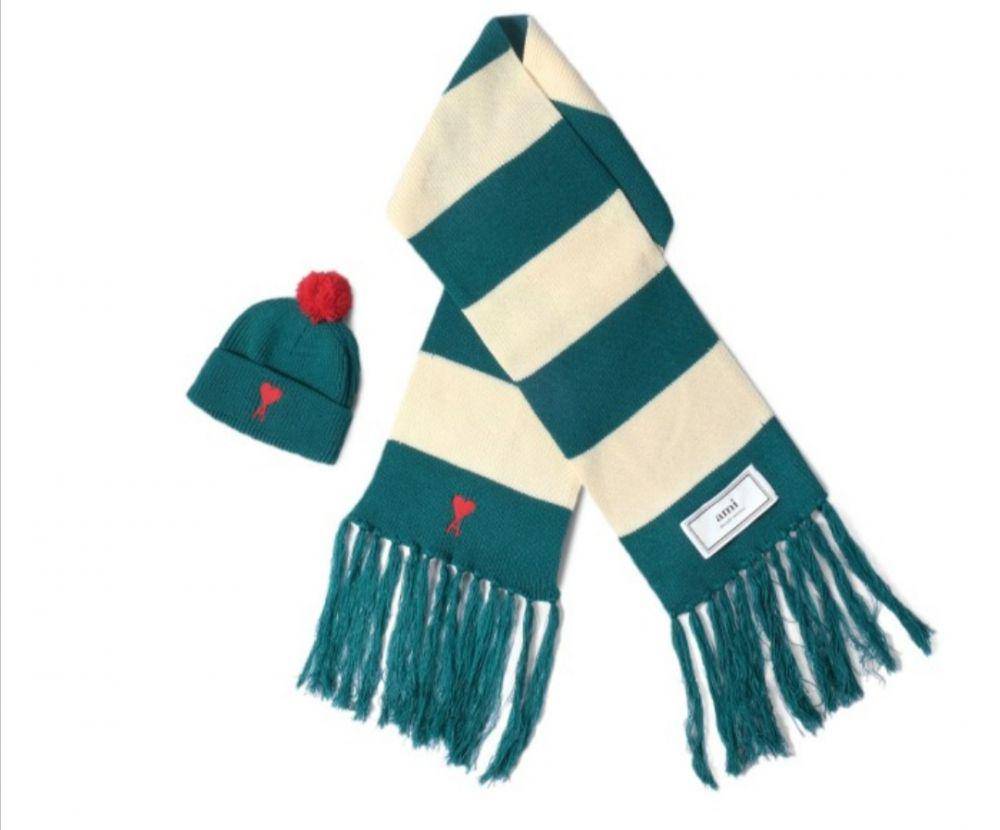 AMI Alexandre Mattiussi De Coeur Scarf and Beanie Winter Set (tokopedia.com/Sangkilco)