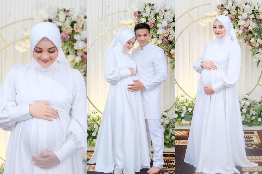 Baju dan Makeup 7 Bulan Kehamilan Istri Ridho DA, Anggun Sekali!