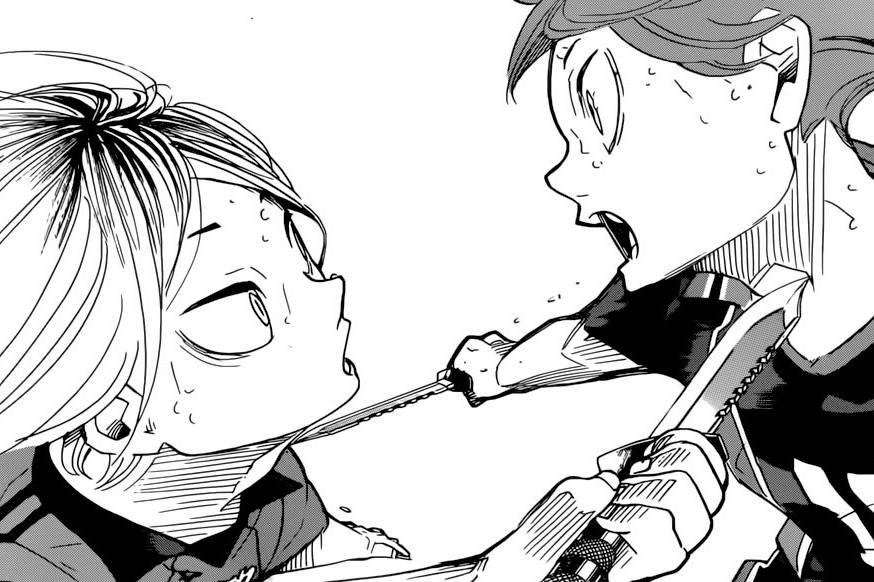 ketegangan antara Shoyo Hinata dan Kenma Kozume (dok. Shueisha/Haikyuu!!)