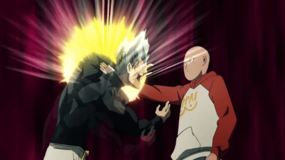 Pukulan telak Saitama langsung menumbangkan Garou (dok. J.C.Staff/ One Punch Man)