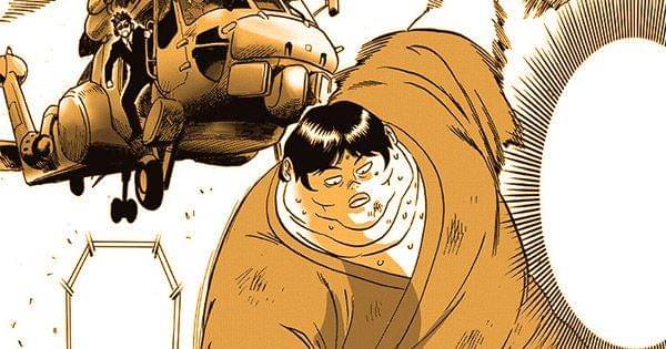 Pig God dijemput oleh staf Asosiasi Hero ( tonarinoyj.jp/One Punch-Man )