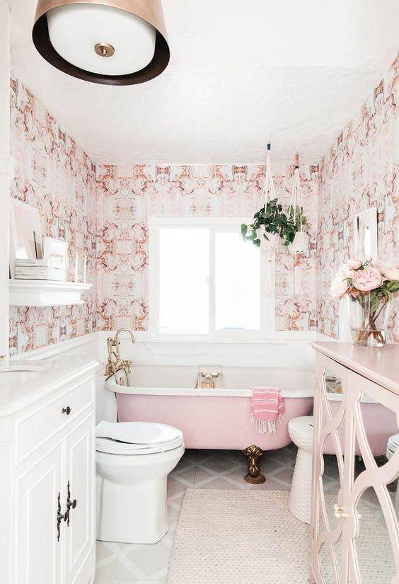 Bathroom wallpaper (athomewithashley.com)