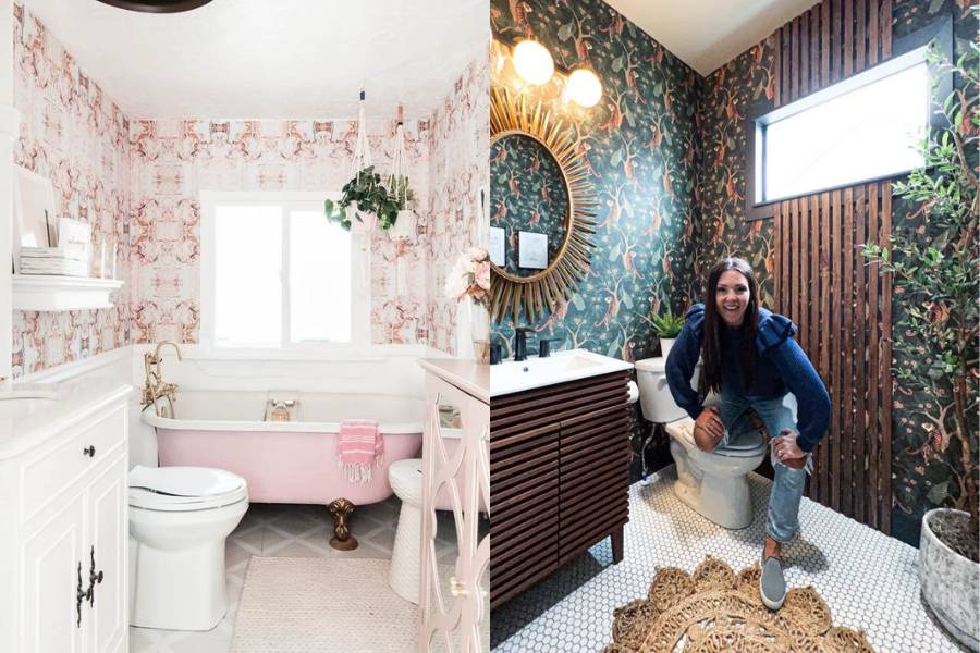 Bathroom wallpaper (athomewithashley.com & remingtonavenue.com)