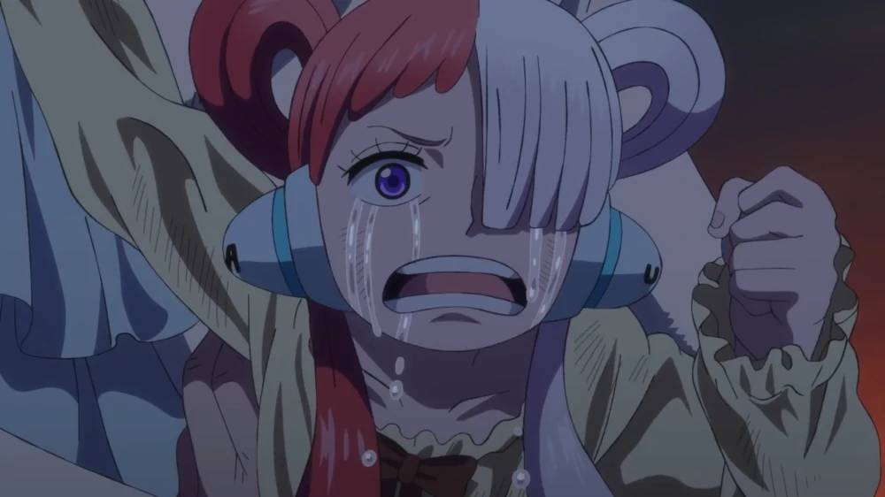 Uta menangis melihat kepergian Shanks. (dok. Toei Animation/One Piece Film: Red)