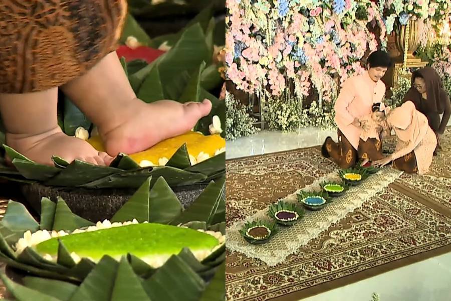 Prosesi Tedak Siten Ameena, putri dari Aurel Hermansyah dan Atta Halilintar. 25 September 2022. (YouTube/AH)