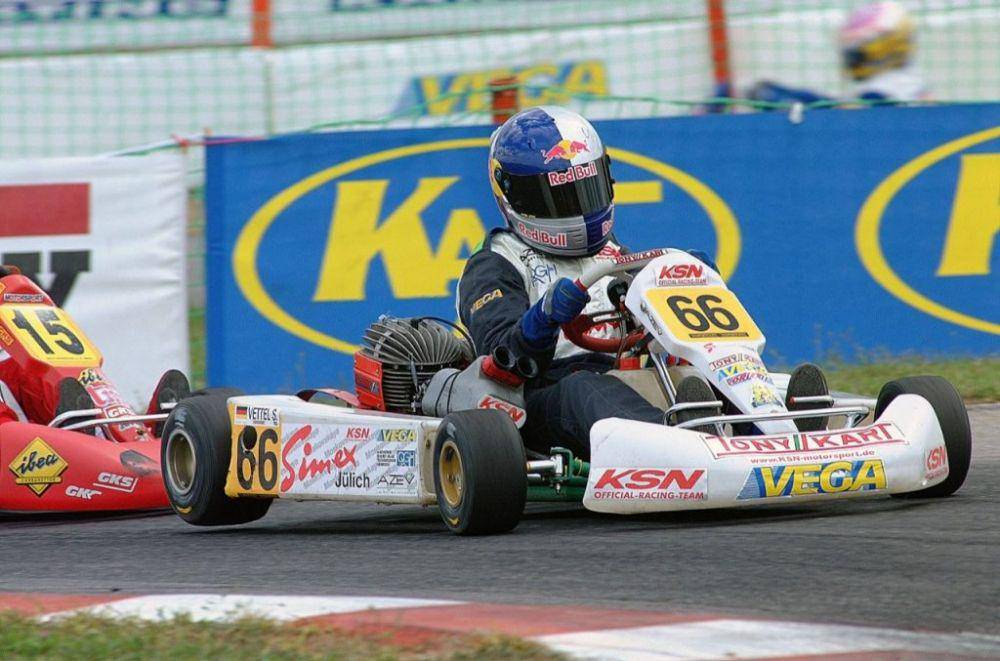 Salah satu momen Sebastian Vettel saat berlomba di ICA Junior European Championship. (formula1.com)