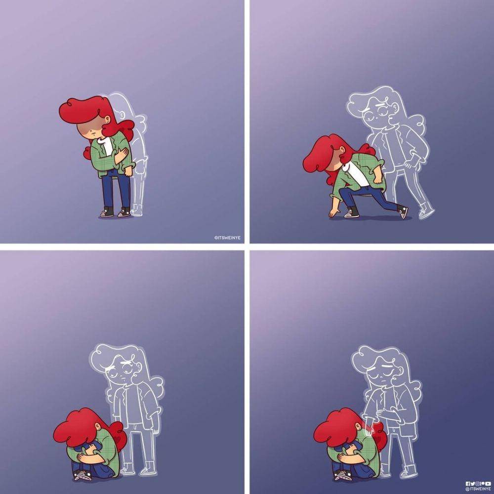 Ilustrasi cewek insecure. (instagram.com/itsweinye)