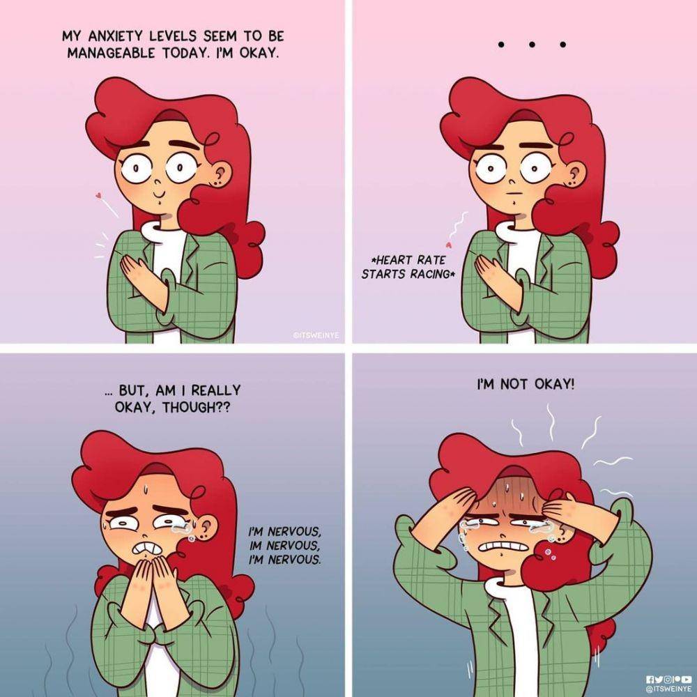 Ilustrasi cewek insecure. (instagram.com/itsweinye)