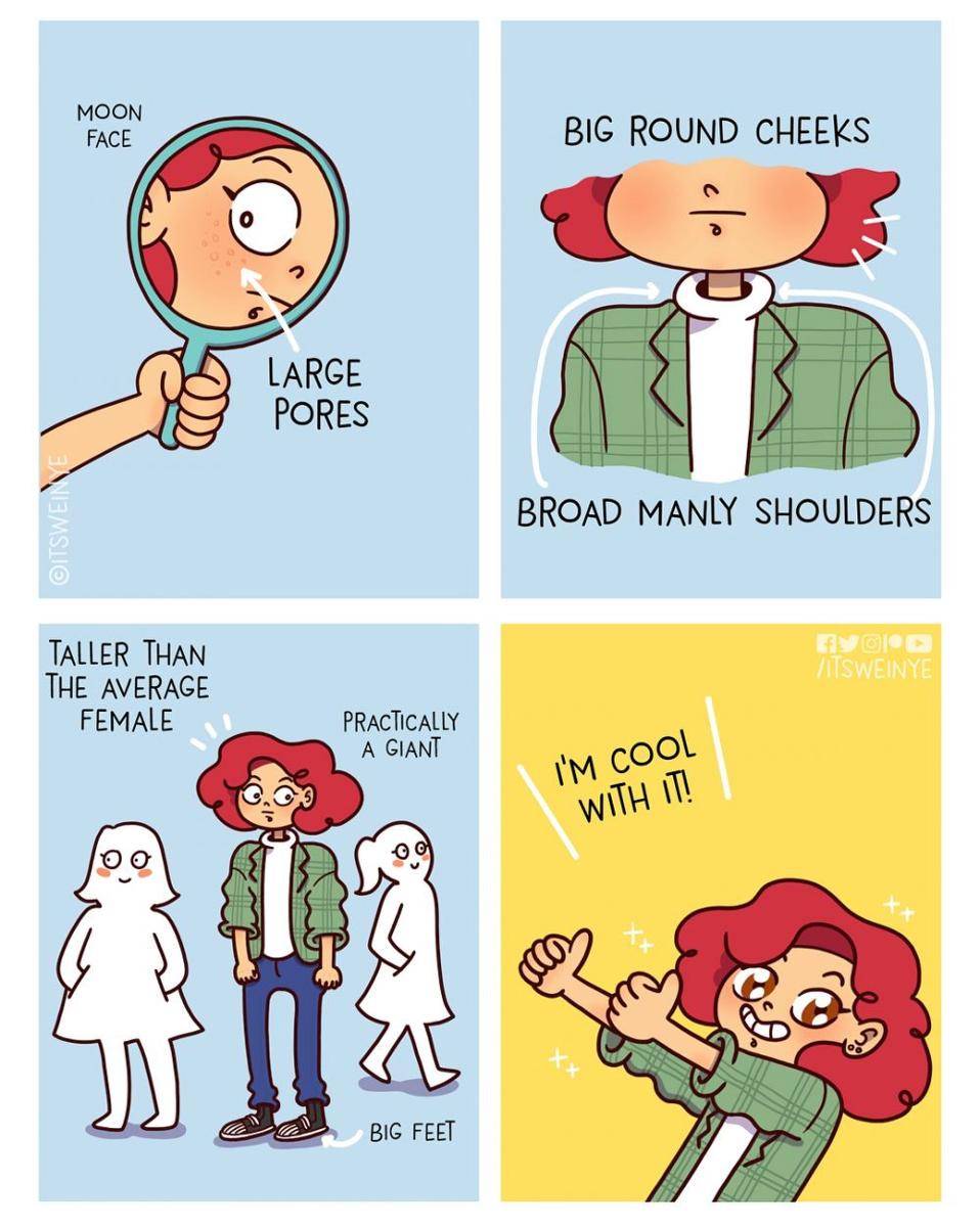Ilustrasi cewek insecure. (instagram.com/itsweinye)