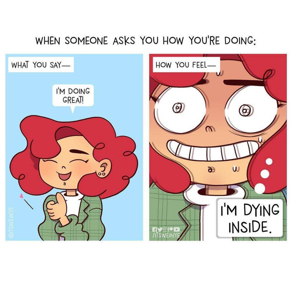 Ilustrasi cewek insecure. (instagram.com/itsweinye)