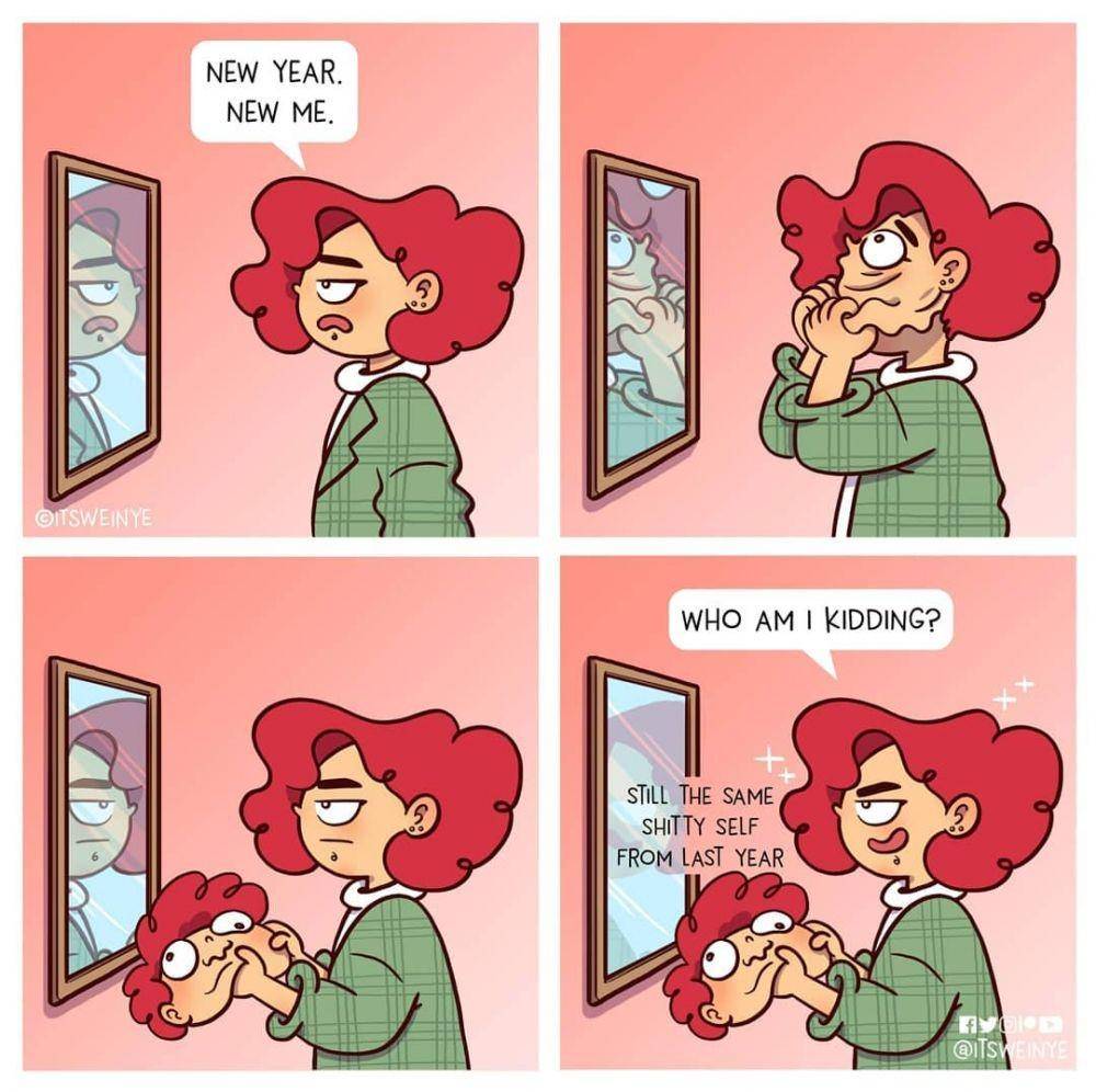 Ilustrasi cewek insecure. (instagram.com/itsweinye)