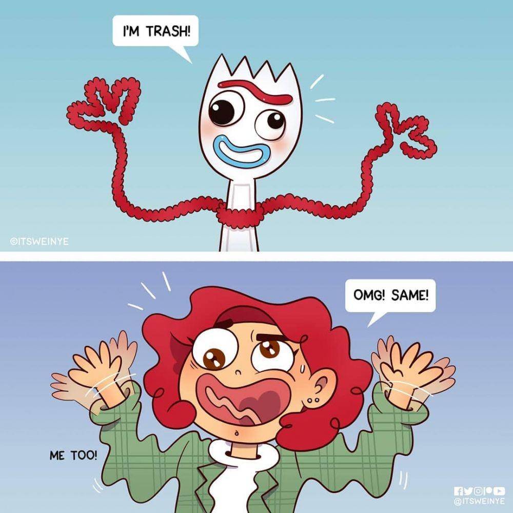 Ilustrasi cewek insecure. (instagram.com/itsweinye)