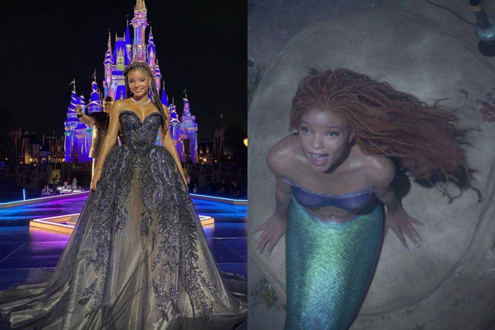 kolase: Halle Bailey (instagram.com/hallebailey) | potret Halle Bailey sebagai Ariel di film The Little Mermaid (Tangkapan layar. instagram.com/thelittlemermaid)