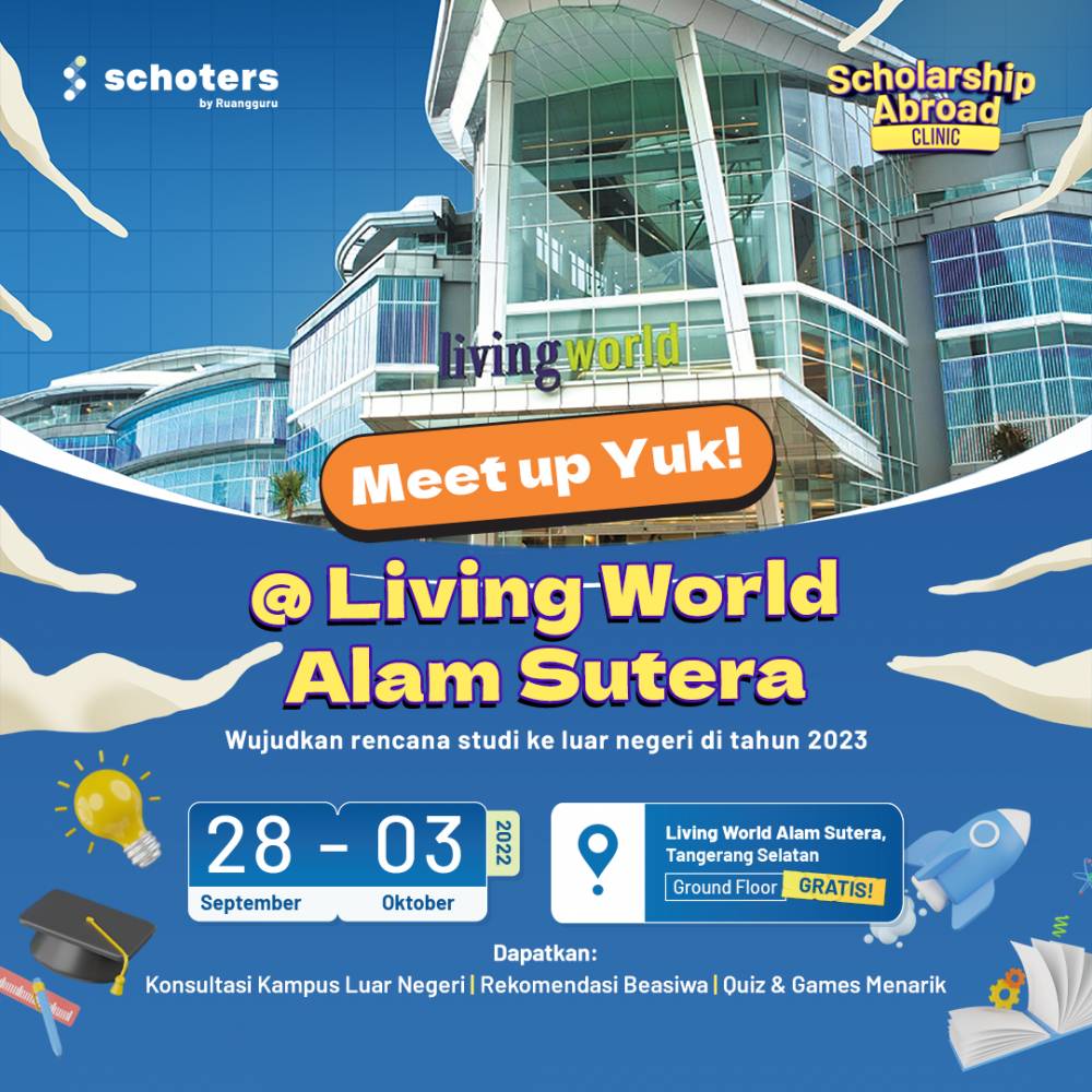 Poster Scholarship Abroad Clinic, konsultasi bimbingan kuliah ke luar negeri yang diselenggarakan oleh Schoters (dok. Schoters)