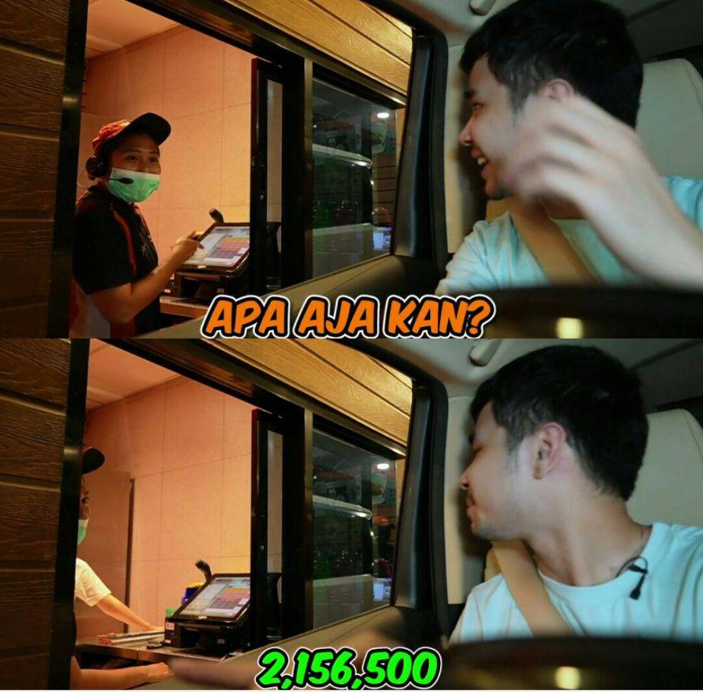 Jess No Limit dan Sisca Kohl drive-thru diatur kasir. (youtube.com/Jess No Limit)