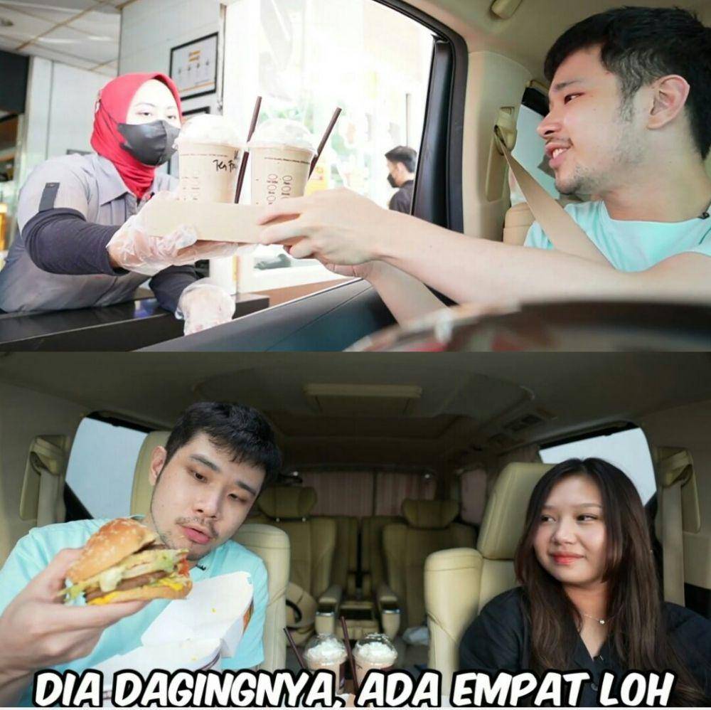 Jess No Limit dan Sisca Kohl drive-thru diatur kasir. (youtube.com/Jess No Limit)