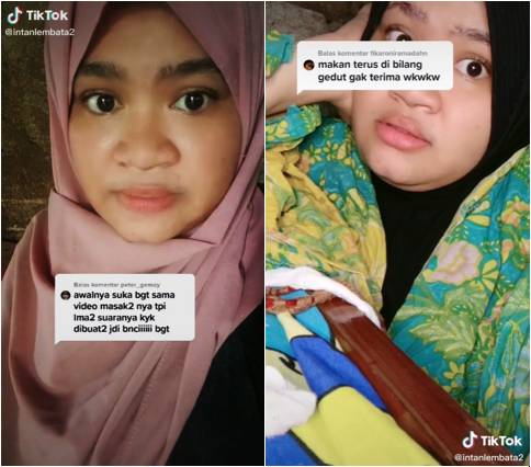 Intan Lembata ketika menghadapi komentar jahat. (tiktok.com/@intanlembata1)