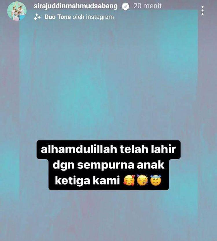 Zaskia lahiran (instagram.com/sirajuddinmahmudsabang)