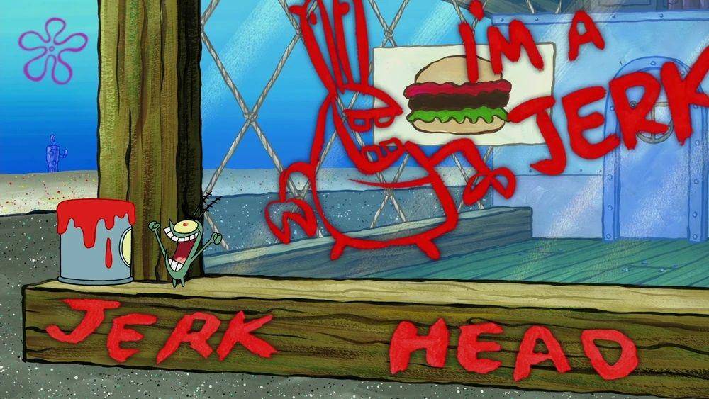 Plankton mencoret-coret Krusty Krab. (dok.Nickelodeon/SpongeBob SquarePants)