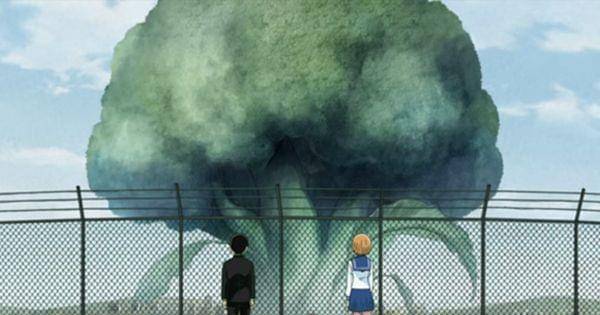 Shigeo dan Ichi memandang ke arah pohon raksasa (  Dok. Warner Bros. Japan Anime / Mob Psycho 100 III )