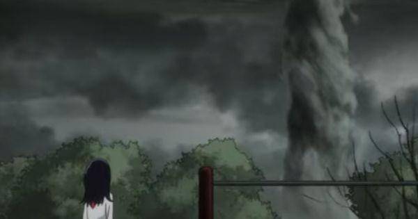 Tsubomi memandang pusaran badai (  Dok. Warner Bros. Japan Anime / Mob Psycho 100 III )