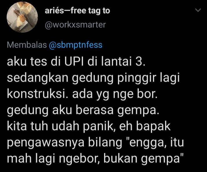 pengalaman random saat ujian (twitter.com/workxsmarter)