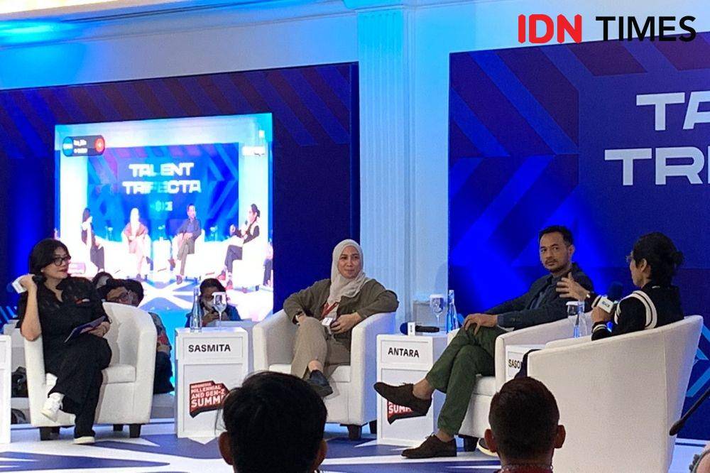 Susanti Dewi, Dewi Sasmita, Oka Antara, dan Angga Sasongko di IMGS 2022 (IDN Times/Rafifa Shabira)