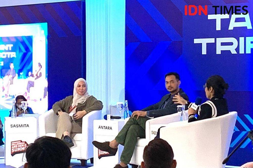 Susanti Dewi, Dewi Sasmita, Oka Antara, dan Angga Sasongko di IMGS 2022 (IDN Times/Rafifa Shabira)