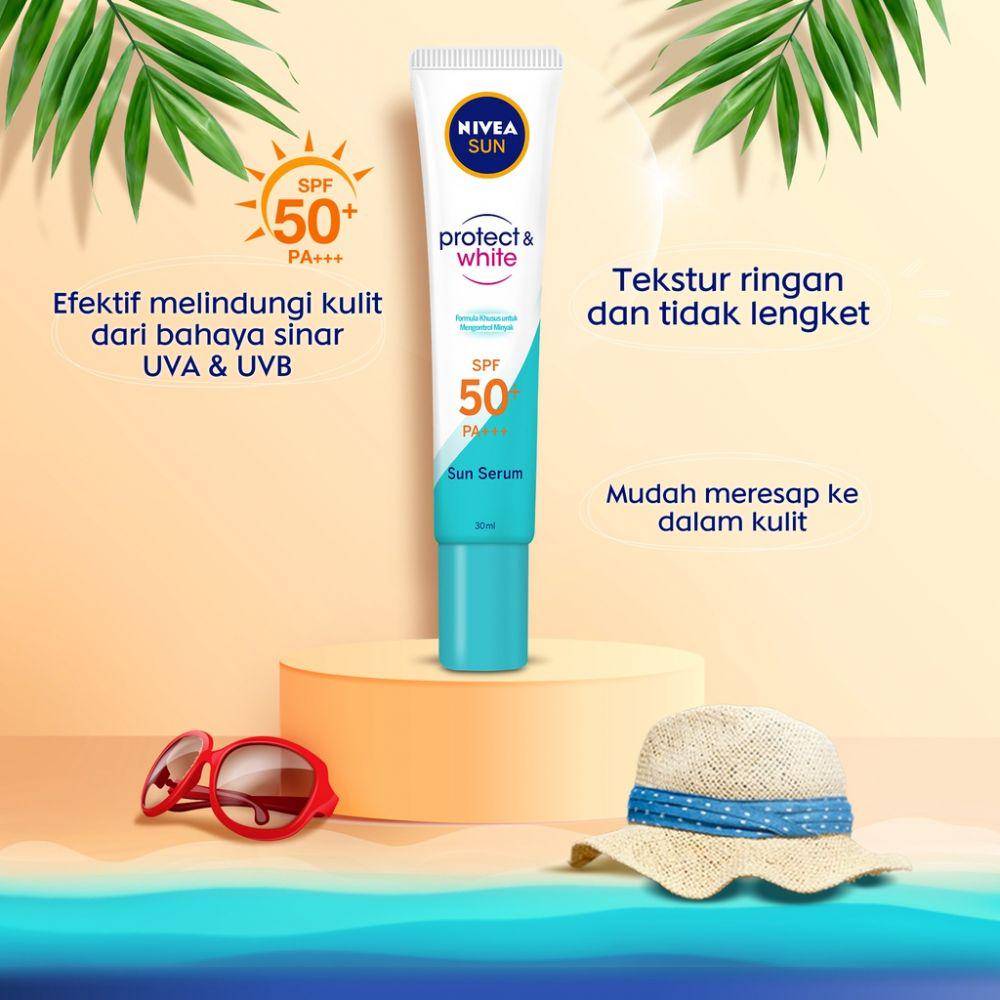 NIVEA Sun Face Protection Serum SPF 50+ Pa +++ (shopee.co.id/debeautyhouse.official)