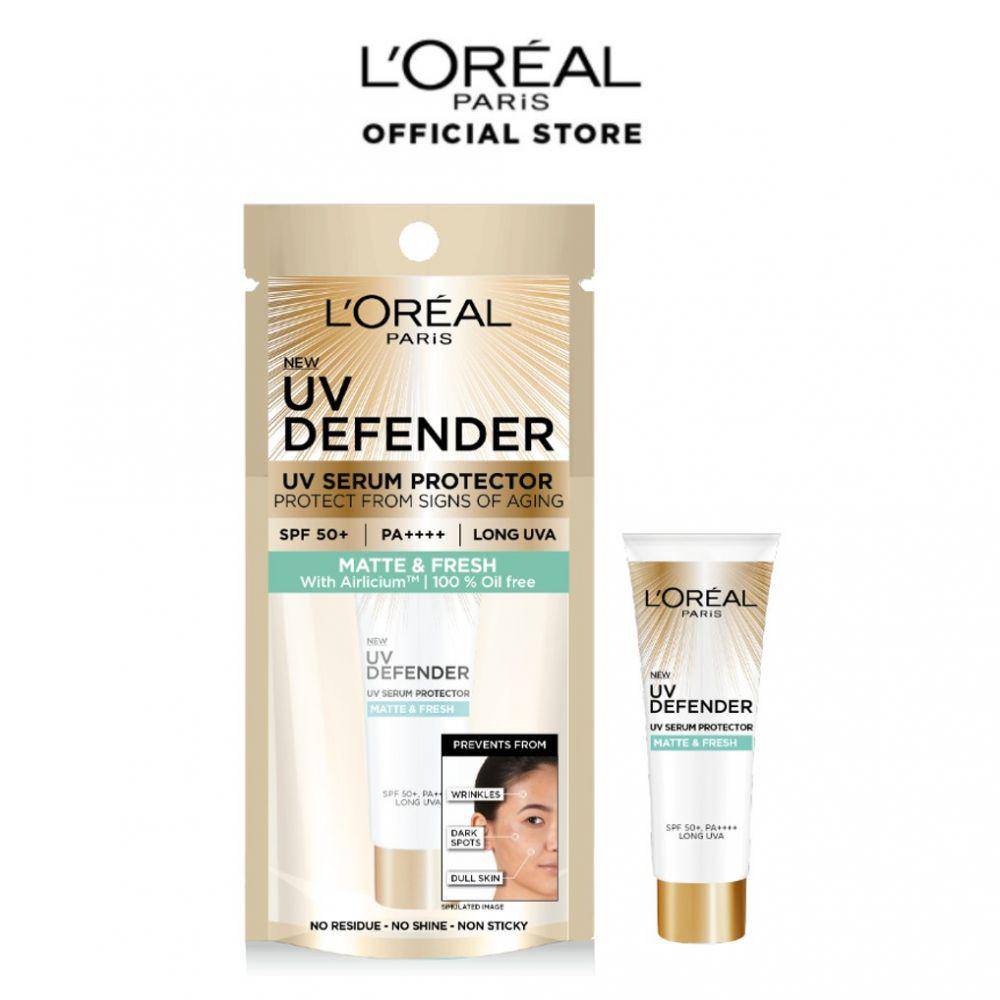L'Oreal Paris UV Defender Serum Protector Sunscreen (shopee.co.id/lorealindonesia)