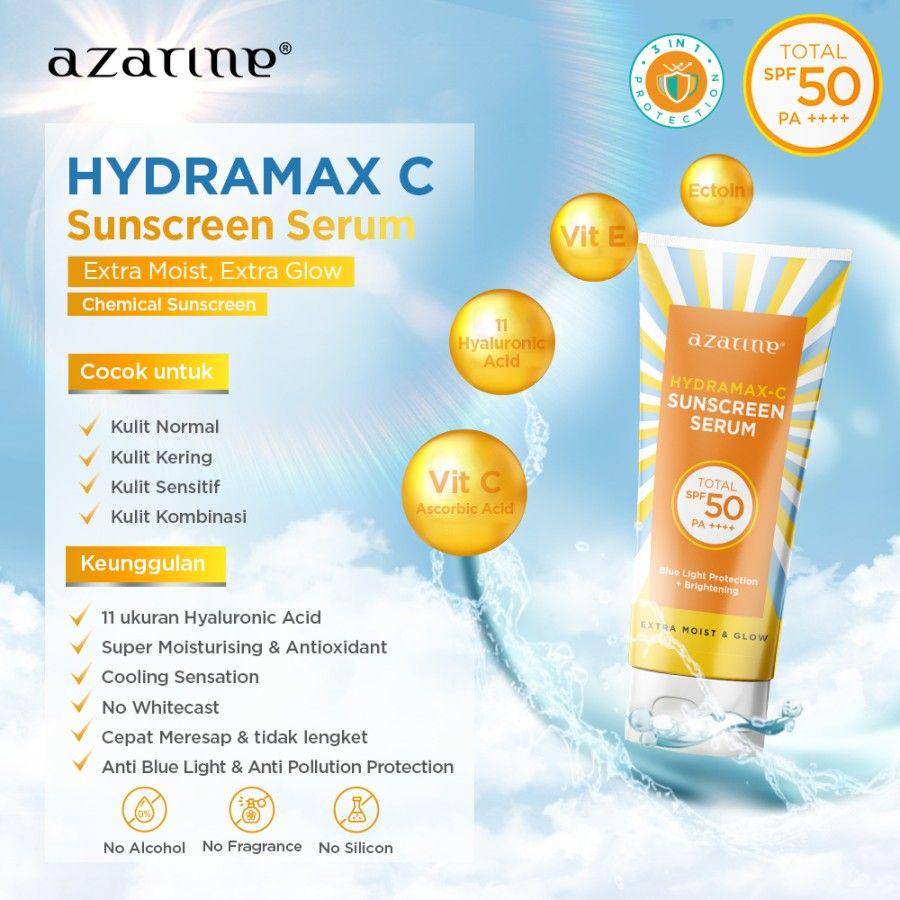 Azarine Hydramax-C Sunscreen Serum SPF 50 PA++++ (tokopedia.com/Azarina Cosmetics)