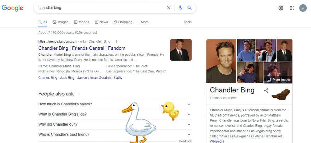 easter egg "Chandler Bing" (dok. Google)
