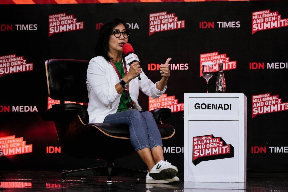 Country Managing Director Grab Indonesia, Neneng Goenadi, dalam Sesi ‘The Strategist to Support Energy Transition’ IMGS 2022 pada Jumat (30/9/2022). (IDN Times/Tata Firza & Reynaldy)