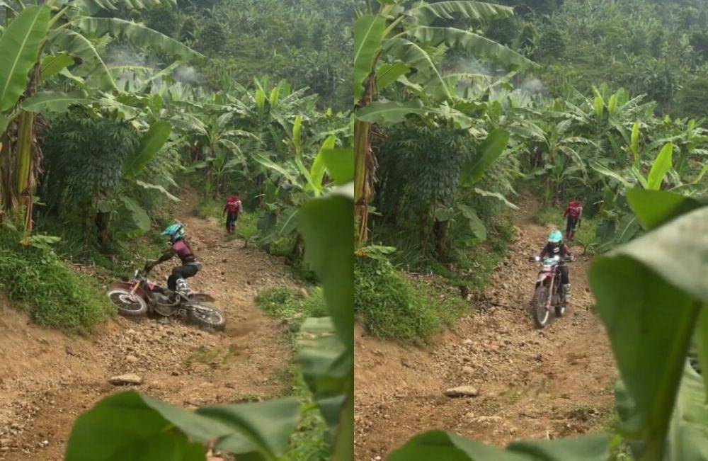 Asri Welas, Poppy Sovia, dan Prisia Nasution main motor trail bareng. (instagram.com/popsovia)