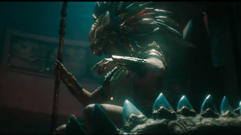 Namor duduk di singgasana hiu. (Dok. Marvel Studio/Black Panther: Wakanda Forever)