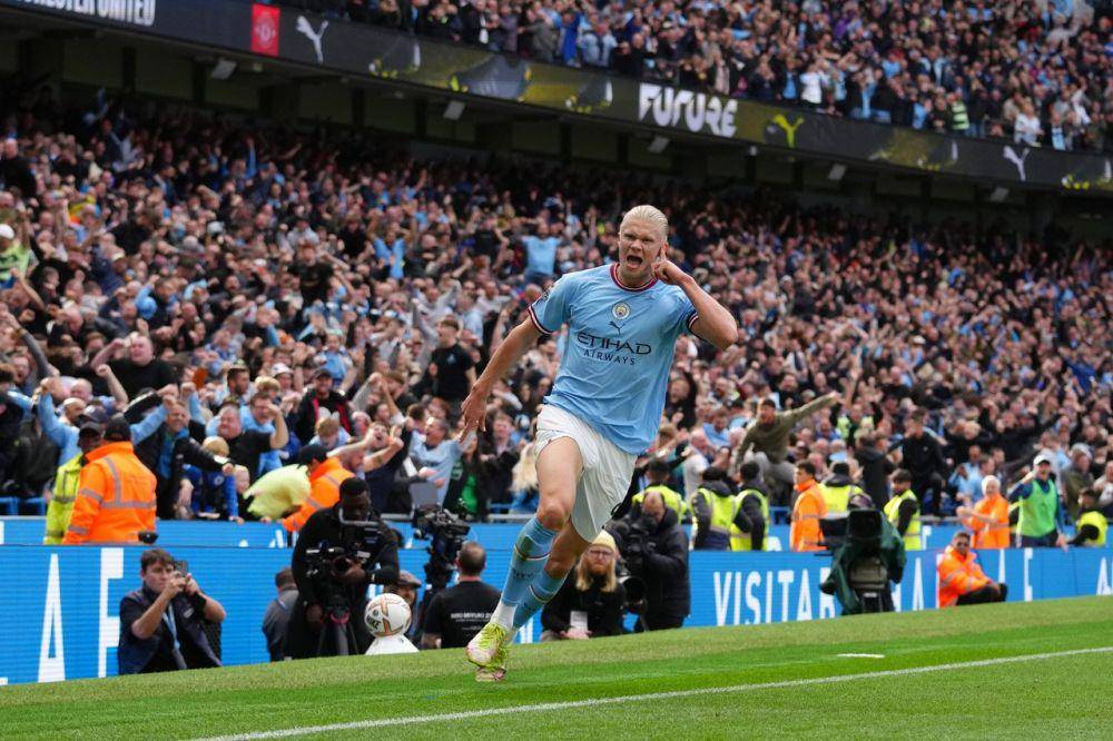 Erling Haaland cetak hattrick di derbi Manchester pada 2 Oktober 2022. (twitter.com/ErlingHaaland)