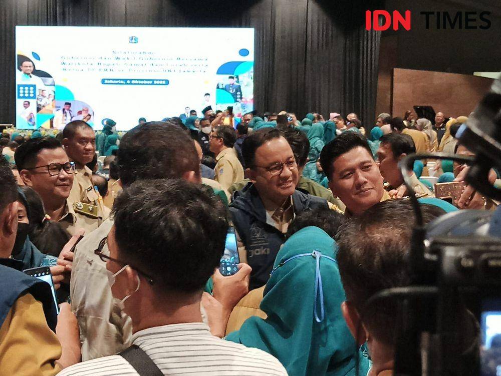 Gubernur DKI Jakarta Anies Baswedan dalam acara Silaturahmi Bersama Para Walikota/Bupati, Camat, Lurah dan Ketua Tim Penggerak PKK Se-Provinsi DKI Jakarta, di International Equistrian Park, Jakarta Timur. (IDN Times/Trio Hamdani)