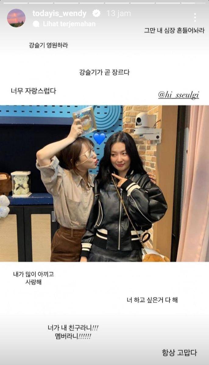 story instagram Wendy Red Velvet (twitter.com/kangseulia)