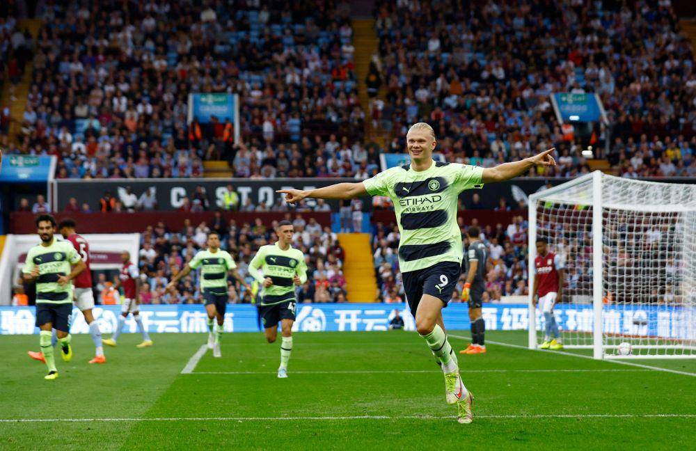 Erling Haaland cetak 1 gol untuk Manchester City dalam laga imbang 1-1 melawan Aston Villa pada 3 September 2022. (twitter.com/premierleague)