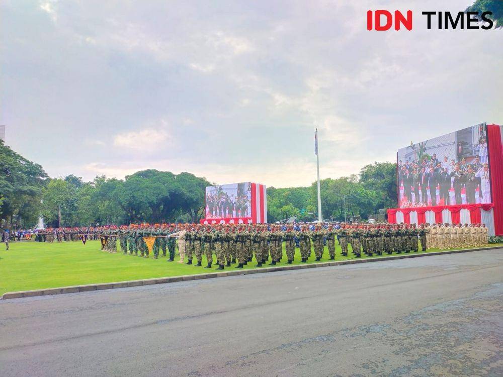 Upacara Peringatan HUT ke-77 TNI di Istana Merdeka, Jakarta, Rabu (5/10/2022) (IDN Times/Ilman)
