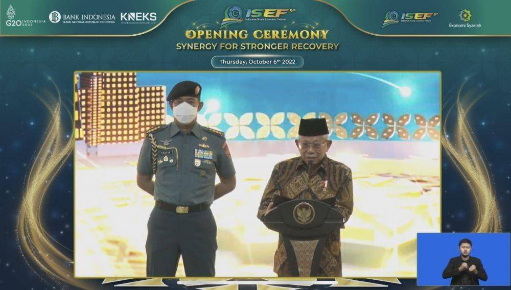 Wakil Presiden Ma'ruf Amin dalam pembukaan Indonesia Sharia Economic Festival (ISEF) 2022. (dok. YouTube Bank Indonesia)