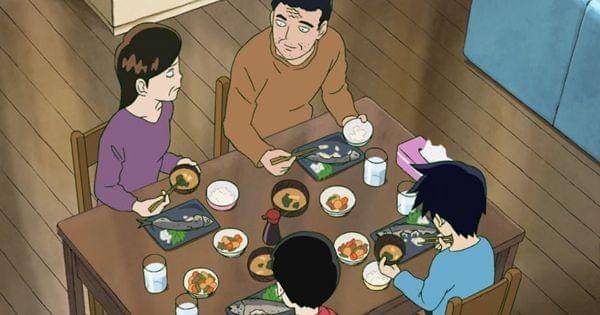 Keluarga Kageyama sedang makan malam( Dok. Bones / Mob Psycho 100 III )
