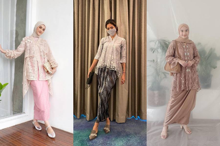 kebaya brokat loose fit. (instagram.com/denisarani / instagram.com/widikidiwdkdw / instagram.com/raniaskdr_)