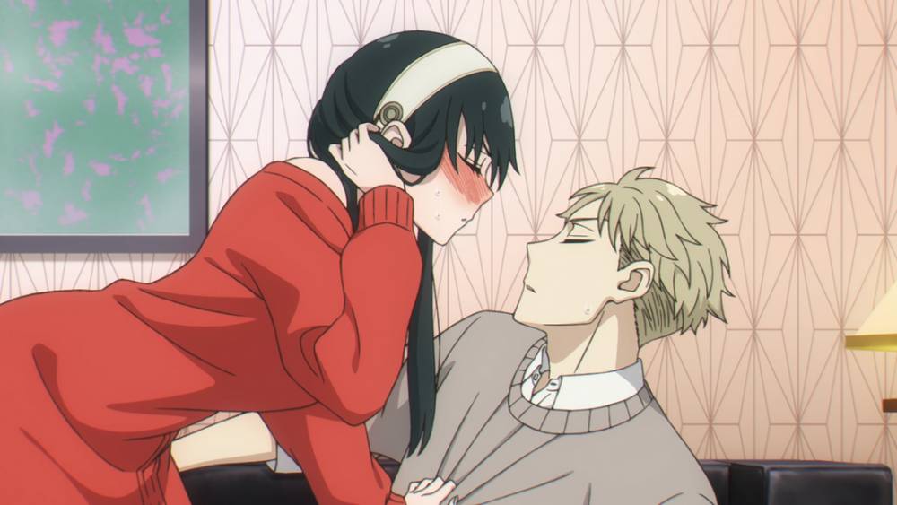 Yor bersiap untuk mencium Loid. (dok. WIT STUDIO x CloverWorks/SPY x FAMILY)