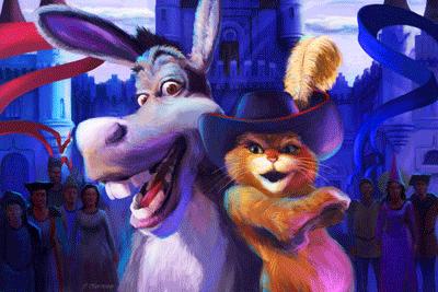 karakter Donkey dan Puss in Boots (dok. DreamWorks Animation)
