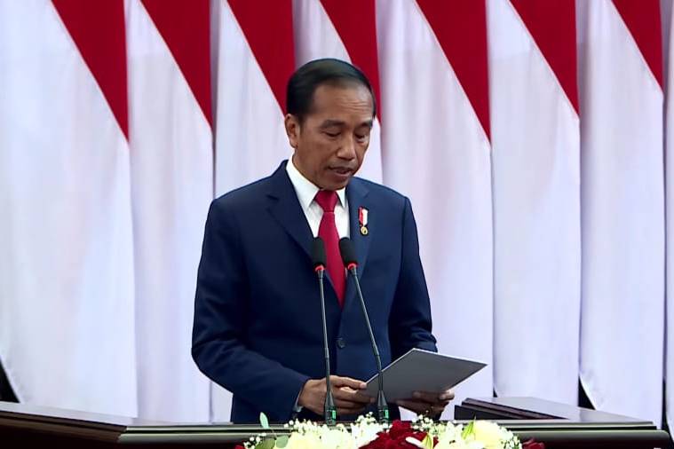 Presiden Jokowi berpidato di acara P20 di Gedung DPR RI, Kamis (6/10/2022). (youtube.com/Sekretariat Presiden)