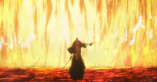Yamamoto melepaskan bankai untuk pertama kalinya ( Dok. Pierrot / Bleach )