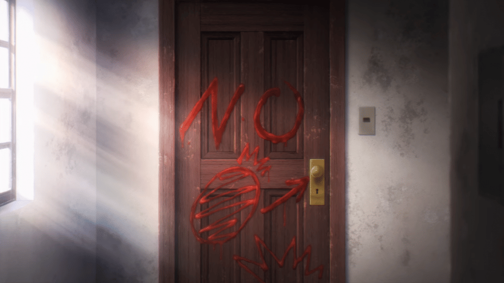 Anya meninggalkan pesan di pintu yang terpasang bom (dok. WIT Studio x CloverWorks/ Spy x Family Season 2)